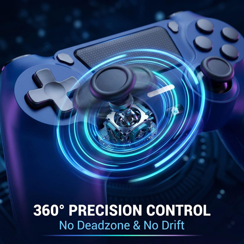 BJXOZ Wireless Controller for PS4 Controller, Gamepad with USB-C Port | Dual Vibration, Six-axis Gyroscope Sensor, 1000mAh, Speaker, 3.5mm Audio Jack, Touchpad, Compatible with PS4/Slim/Pro/PC Blue