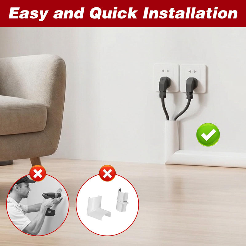 Cord Hider for Wall Mounted TV, 41" Self-Adhesive Cable Wire Cover for Walls, White Flexible Silicone Wire Raceway Management Cord Organizer