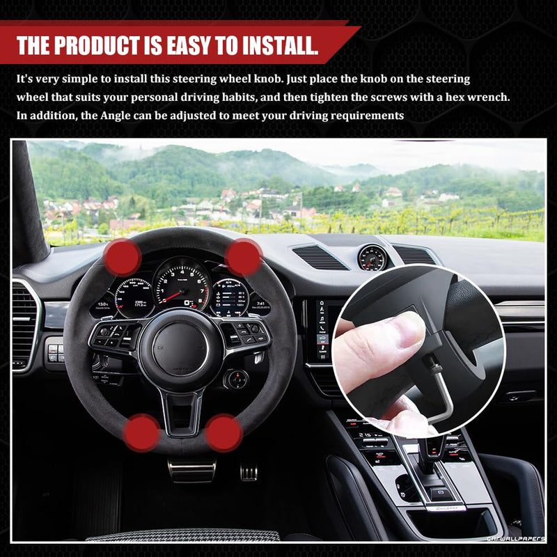 Steering Wheel Knob, Steering Wheel Spinner, 360 Degrees Rotation Suicide Knobs with Silicone Surface and Metal Bearings, Car Suicide Knob Power Handle Spinner Universal for Cars, Trucks, Boats