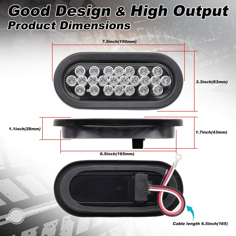6 Inch Oval Clear Lens Amber Trailer Marker Lights 24 LED Turn Parking Signal Lamp SMD Plug & Rubber 3-Wire for Trailer Truck RV Pickup Van 12v DC (2 Pcs) Clear/Amber Pack of 2