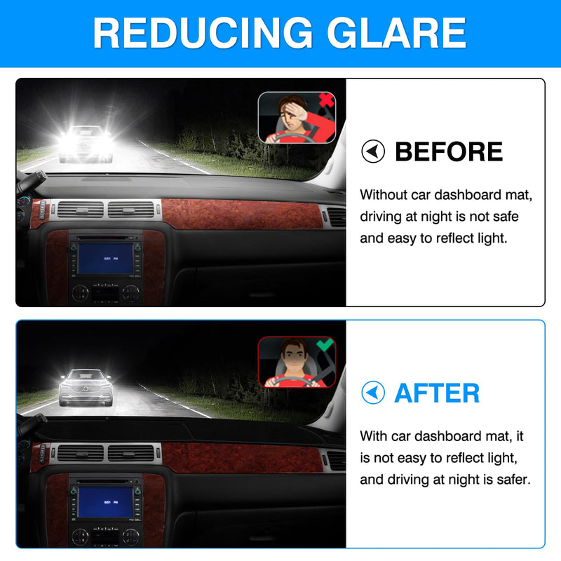 Autorder Dashboard Cover Mat for 2007-2014 Chevrolet Tahoe Suburban/GMC Yukon XL&2007-2013 Chevy Avalanche Silverado 1500 2500 3500 LTZ/GMC Sierra SLT Denali Accessories Upgrade Velvet Dash Cover 07-13 Silverado One Glove Box(B)