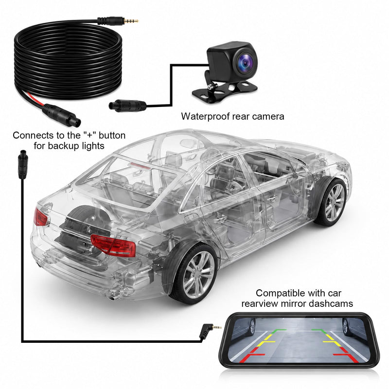 1 Pcs 31FT Backup Camera Extension Cable | 4 Pin Male to 2.5mm Male Plug, Pure Copper, 31FT Long, for Car, Truck, RV, Bus, Dash Cam, Reverse Mirror