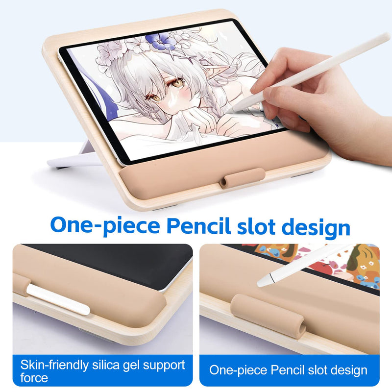 Wooden Tablet Stand for iPad Pro 12.9/11, Air, Mini, Fire HD, Samsung Galaxy Tab and More - Adjustable Portable Mount for Drawing/Desk/Writing/Watching Wooden