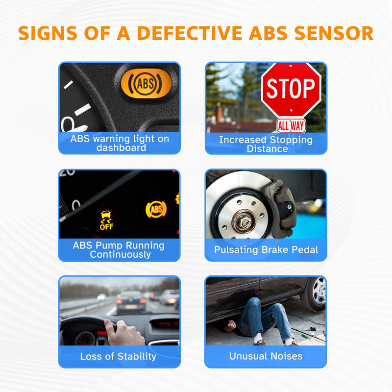 ABS Wheel Speed Sensor Front Rear Left Right fit for Nissan Sentra 2013 2014 2015 2016 2017 2018 2019, Driver Passenger Side, ALS2551, ALS2552, ALS2405, 4pcs