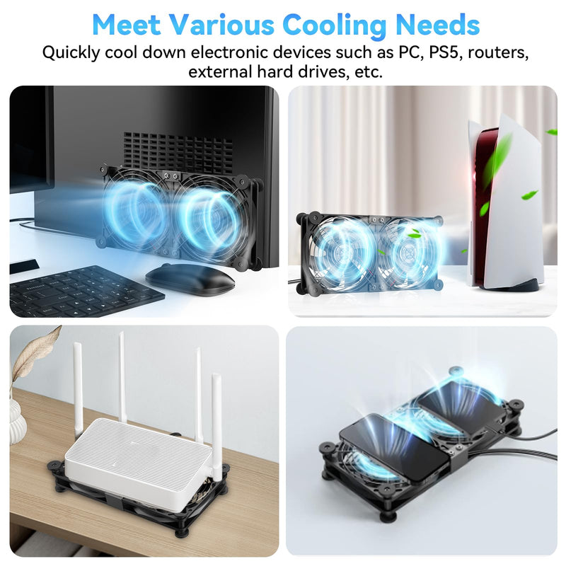 ELUTENG 120mm Dual USB Computer Cooling Fan | Temperature Controller