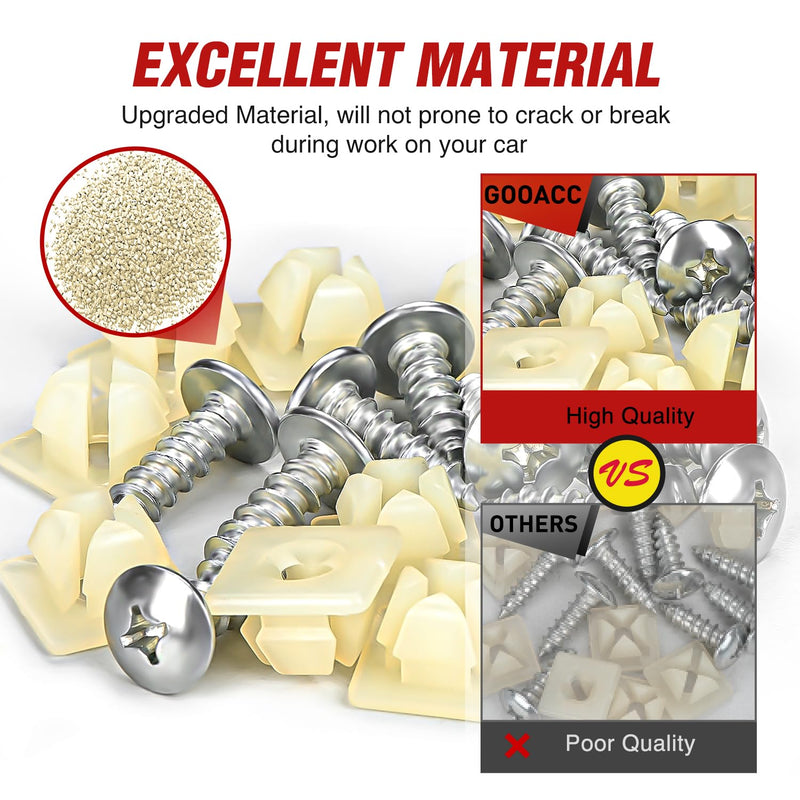 Nilight License Plate Screw Kit, Stainless Steel Screws with Nylon Nuts for Fastening Front and Back License Plates on Cars, SUVs, Trucks 3907444 15614745 4755299 (Set of 10) 10Set License Plate Screw Kit