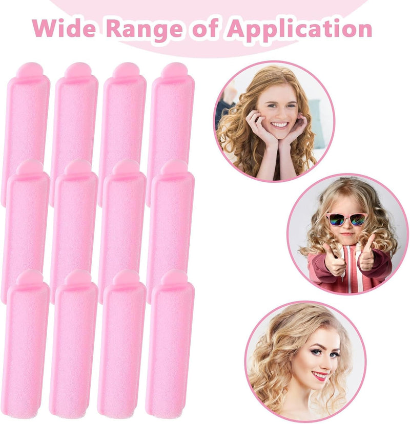 29 Pack Foam Hair Rollers, Sponge Curlers for Heatless Styling, Soft Small 6.8cm Rollers for Fine & Thin Hair, Overnight Sleep in Curls for Women & Children, Pink Hair Roller Set