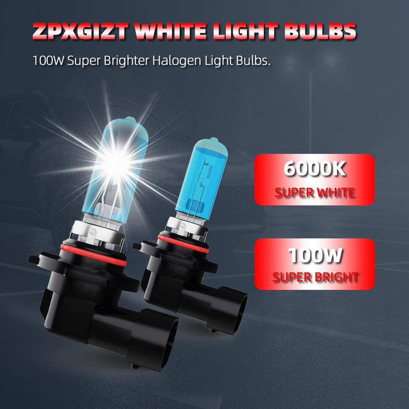 Light Bulbs Fit For Dodge Ram 2013-2015 with projector, Halogen Headlight Bulb And License Plate Lights Combo, 9005 9012 9145 High Low Beam Fog Lights, 6000K White Light, Pack of 8