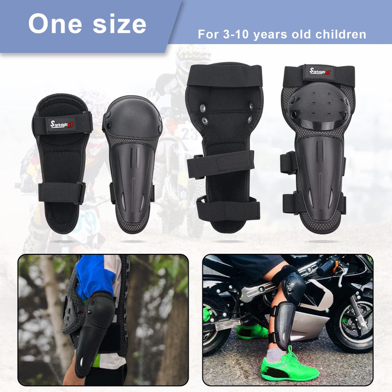 Kids Dirt Bike Elbow Knee Pads StarknightMT Protective Shin Guards Gear Set for Youth Motorcycle Motocross Mountain Biking Skateboard Skiing Skating Black 4pcs
