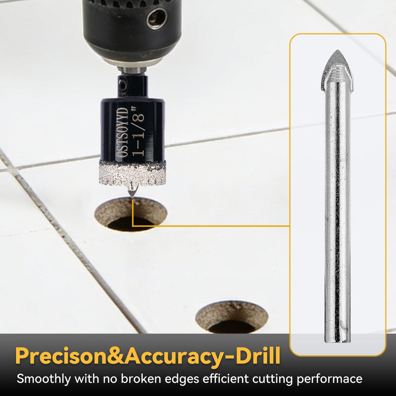 Serrated Diamond Hole Saw with Pilot Drill Bit, 6" Diamond Tipped Hole Saw for Precise Drilling，for Porcelain, Tile, Ceramic, Granite, Stone,Glass 150mm 6'' | 150mm 1