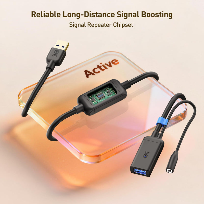 Cable Matters Active USB Extension Cable 16.4 ft / 5m (USB 3.0 Extension Cable Male to Female) with Signal Booster for Hard Drive, Webcam and More 16.4 Feet