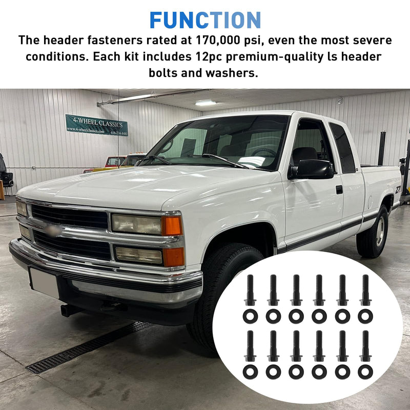 LS Header Bolts 134-1202, for Chevrolet Gen III/LS Series LS1 LS3 LS2 LS6,Also for 4.8L,5.3L,5.7L,6.0L,6.2L,7.0L LS Based Engines
