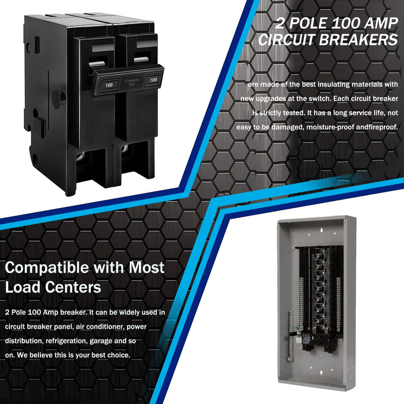 100 Amp 2 Pole Breaker,Replace for HOM2100 Circuit Breaker,100 Amp 2 Pole,120/240V,Compatible with Most Load Centers.Plug-in Circuit Breaker,Thehermal Magnetic Protection,5 Year Warranty 100 AMP