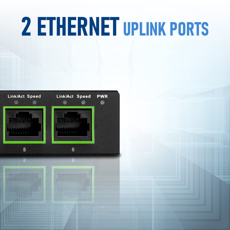 BV-Tech 6 Port PoE+ Switch 4 PoE+ Gigabit Ports with 2 Gigabit Uplink – 60W – 802.3at + 1 High PowerPort | Desktop Fanless Design | Sturdy Metal Housing Gigabit-2 Uplinks