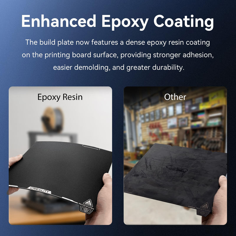 Creality K2 Plus Build Plate Epoxy Resin Coating 370x370mm Spring Steel Magnetic K2 Plus Smooth Build Plate EP Bed Plate for Creality K2 Plus K2 Plus EP Plate