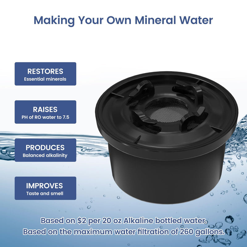 RO100ROPOT Remineralization Water Filters Replacement, Compatible with Bluevua RO100ROPOT and RO100ROPOT(UV) Systems, Alkaline for Reverse Osmosis Filter, Remineralize and Increase pH, Pack of 2