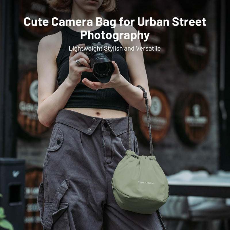 PGYTECH OneGo Drawstring Small Camera Bag Soft Cute Camera Pouch Handbag | Forest Camera Sling Bag Compatible with Mirrorless Cameras/Nikon/Canon/Sony/Fuji/Pocket 4 Camera Case, Forest