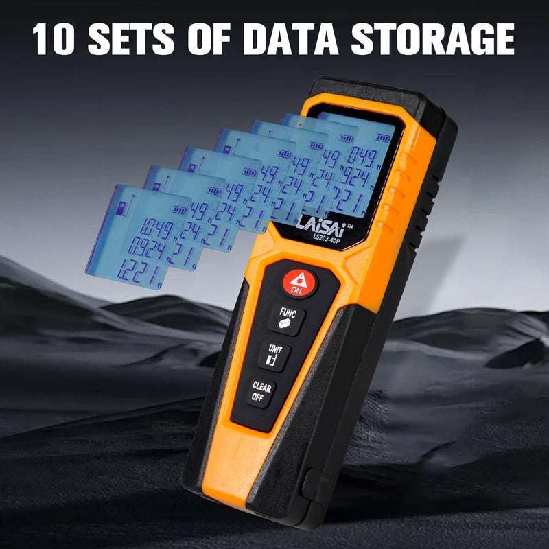 Laser Measure, Laser Distance Measuring Tool, M/in/Ft Unit Switching Backlit LCD and 2 × AAA Batteries, 130 FT Distance Accurate and Fast Measurement Laser:Class IIIA, 0.9mW -1.0MW