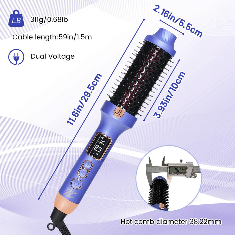 Infrared Thermal Brush,Blowout Look,1.5 Inch Heated Round Brush | Negative Ion,Infrared,Dual Voltage,Ceramic Coating,5 Temperature Settings,Less Damage,Lightweight