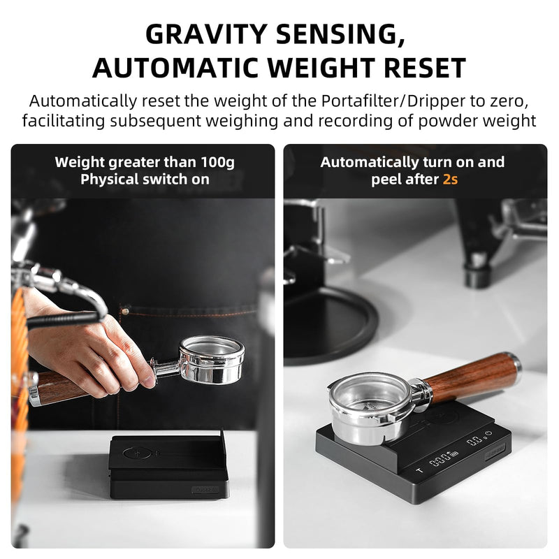 MHW-3BOMBER Mini Coffee Scale with Timer,Rechargeable Espresso Scale with Gravity Sensing,2kg/0.1g Precision Scale for Espresso&Pour-Over Coffee,Portable Digital Kitchen Scale,Black ES6029B-OS Mini Black