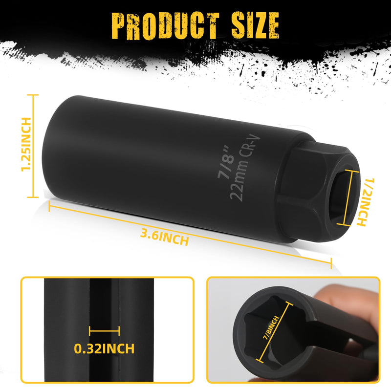 O2 Sensor Socket, 1/2 Inch Drive by 7/8 Inch Oxygen Sensor Socket, Automotive Oxygen Sensor Removal Tool with Side Wire Gate 1/2*7/8 1PCS