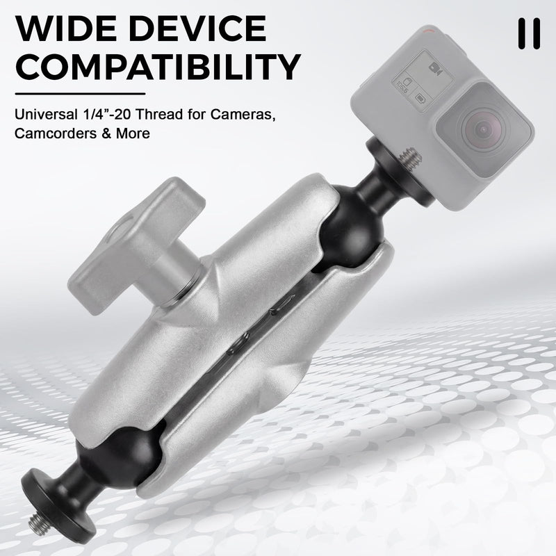 2 Pcs Aluminum Alloy 1" Ball Mount Adapter with 1/4"-20 Threaded Stud,TPU Wrapped Ball Head Compatible with Gopro13/12/11, Insta360 X5/x4/x3/x2, DJI Osmo Action Camera,Compatible with RAM B Size Mount