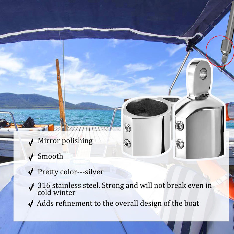 TINGZHIGO Heavy Duty Bimini Top Jaw Slide and Eye End Cap, 316 Stainless Steel Bimini Top Hardware, Fits 7/8 inch or 1 inch OD Round Tube