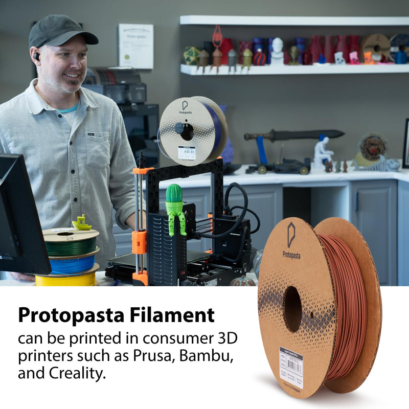 Protopasta Copper Filled PLA 3D Printer Filament | ProtoPlant Metal-Filled PLA Plastic Printer Filament with 60% Copper | Polish and Patina Friendly Metal Composite Filament | 500g Metallic Spool