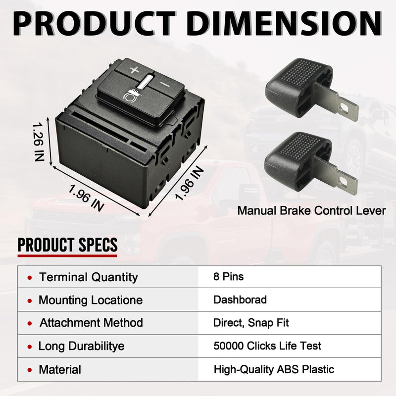 RLP Trailer Brake Control Switch Assembly Compatible with 2014-2020 Chevy Colorado Silverado Suburban GMC Canyon Sierra Yukon Replacement for 84108373 23145874