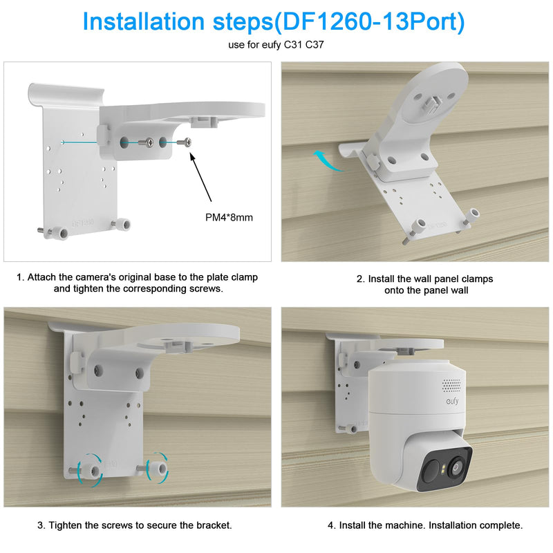 Vinyl Siding No Drill Mount for eufy Security eufyCam C37/C31 &Tapo Camera (White)