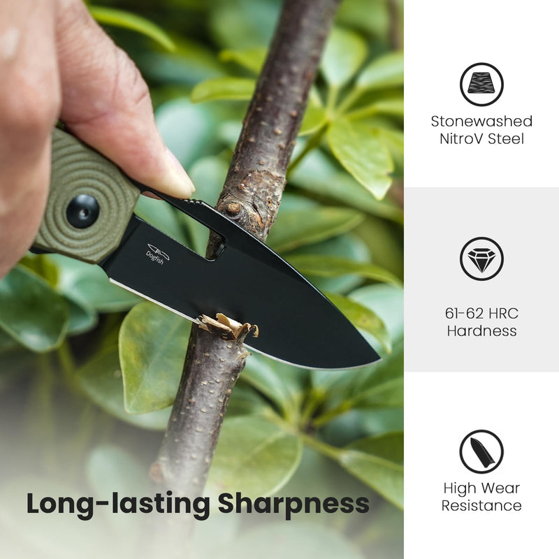 Kizer Dogfish Pocket Folding Knife, 3.14" Nitro-V Steel Blade Button Lock Knife, G10 Handle EDC Knives V3640A2 Green