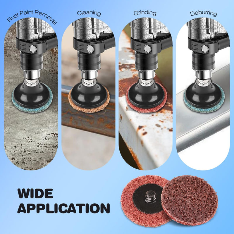 92PCS 2 Inch Quick Change Sanding Discs Set:90PCS Surface Conditioning Pneumatic/Die Grinder Sanding Discs with 1/4" Roll Lock Holder Pad for Metal Strip Clean Polish Burr Finish (Fine Medium Coarse) | 3-Grit Roll-Lock Sanding Discs with 1/4" Round & H...