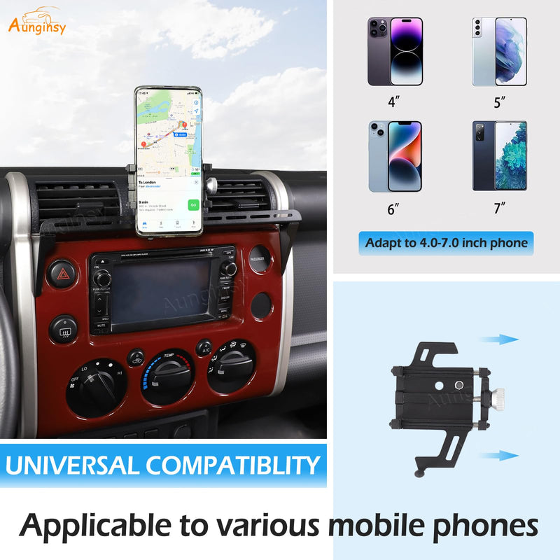 Car Phone Mount Compatible with Toyota FJ Cruiser 2007-2021+, Instrument Panel Track Mobile Phone Holder, Dashboard Clip Air Vent Panel Handsfree Cell Phones Stand Navigation Bracket Accessories Style D