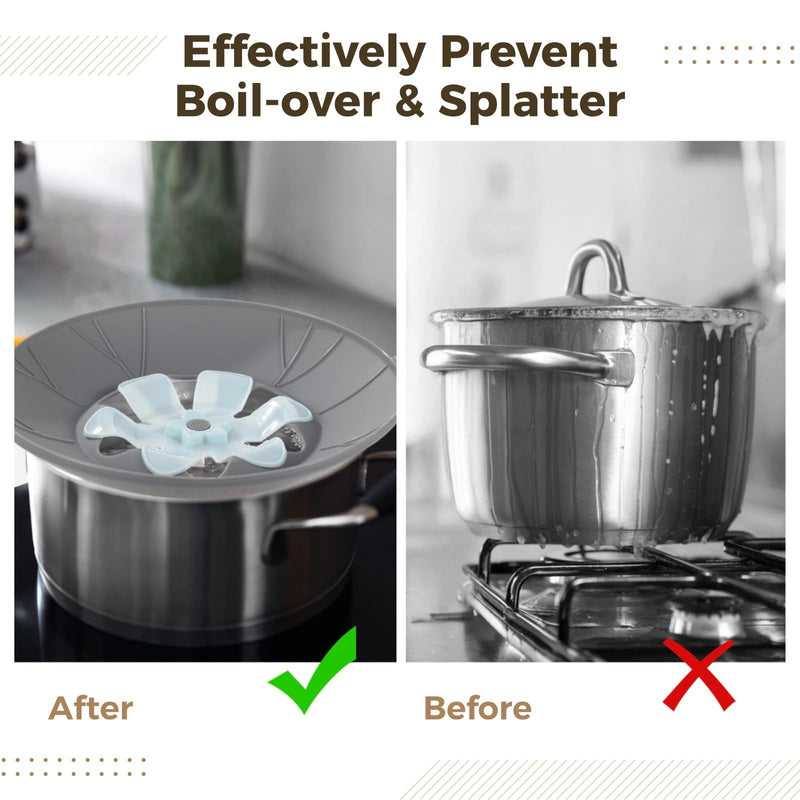 3 Pcs Silicone Spill Stopper Lids, 3 Sizes Splatter Covers, Reusable Lids with Flower Vent, Universal Pot Covers, Boil-Over Protectors, Safe for Microwave, Oven, Stovetop, Dishwasher