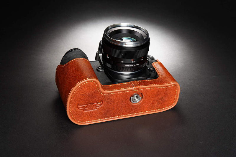 F100 Case, Handmade Genuine Real Leather Half Camera Case Bag Cover for Nikon F100 Camera With Hand Strap (LavaBrown) LavaBrown