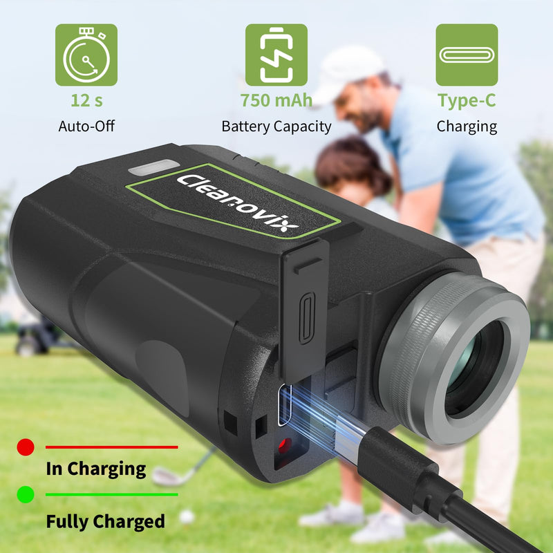 Golf Rangefinder & Hunting Range Finder with Slope Switch | 1300 Yards, 6X Magnification, Rechargeable Battery, Magnet Stripe, Flag Pole Locking Vibration, Golfing Accessories for Men