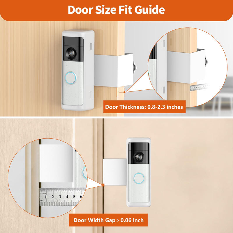 No-Drill Doorbell Mount with Rain Cover, Anti-Theft Door Bracket | Compatible with Battery Doorbell/Plus/Pro(2026 Model),Quick Install Doorbell Camera Holder for Rental Apartment,White 2026 battery doorbell 2nd White