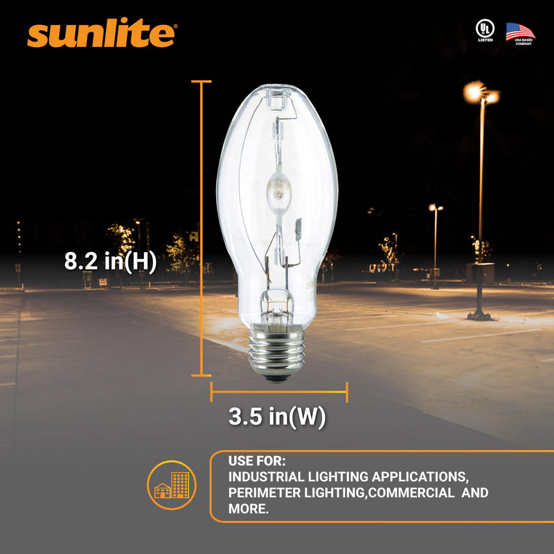 Sunlite MH400/U/MOG M59 Metal Halide Lamp, 400 Watts, Mogul Base (E39), ED37, 12,000 Hour Life Span, 36000 Lumen, Clear Finish, 4000K, 2 Pack