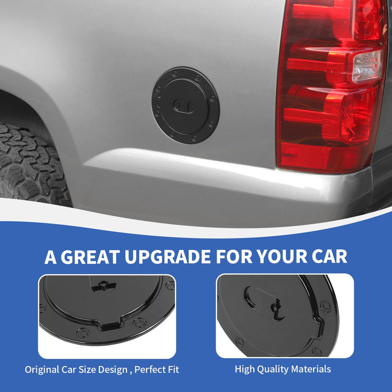 Black Fuel Filler Door Gas Tank Cap Cover Compatible with Chevy Silverado/Suburban/Tahoe/GMC-Yukon/GMC-Sierra/Avalanche 1999-2006 Type D Black