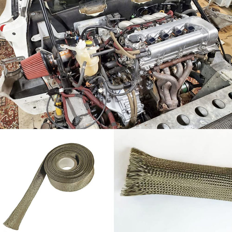 Titanium Wire Heat Shield Sleeve Fuel Line Auto Hose Spark Plug Wire Heat Shield 3/4" IDX10' Boots Protectors Roll 2500 Degree for Car&Auto Wire Loom Brake Cable Titanium 3/4" IDX 10Ft