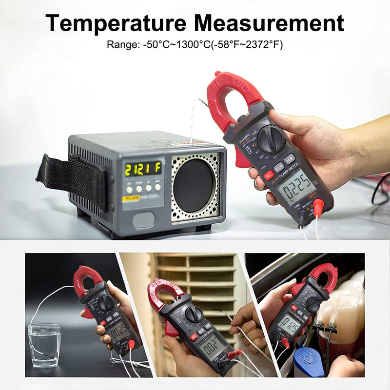 Digital Clamp Meter, Multimeter 6000Counts Volt Meter Auto-ranging Measures AC/DC Amp Clamp, NCV Non Contact Check Function (MAYILON MY2600D) 6000 Counts AC/DC Current