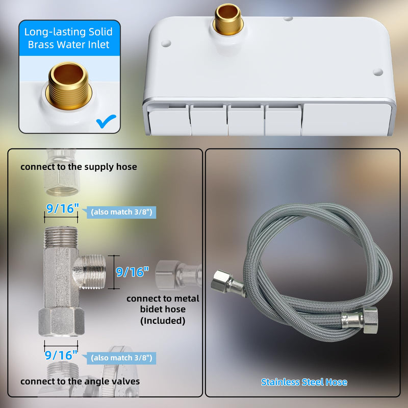 Hibbent Bidet Attachment for Toilet, Non-Electric Dual Nozzle for Frontal & Rear Wash, Adjustable Water Pressure Control, Fresh Water Bidet Toilet Seat, Self Cleaning Water Sprayer, White Chrome 1