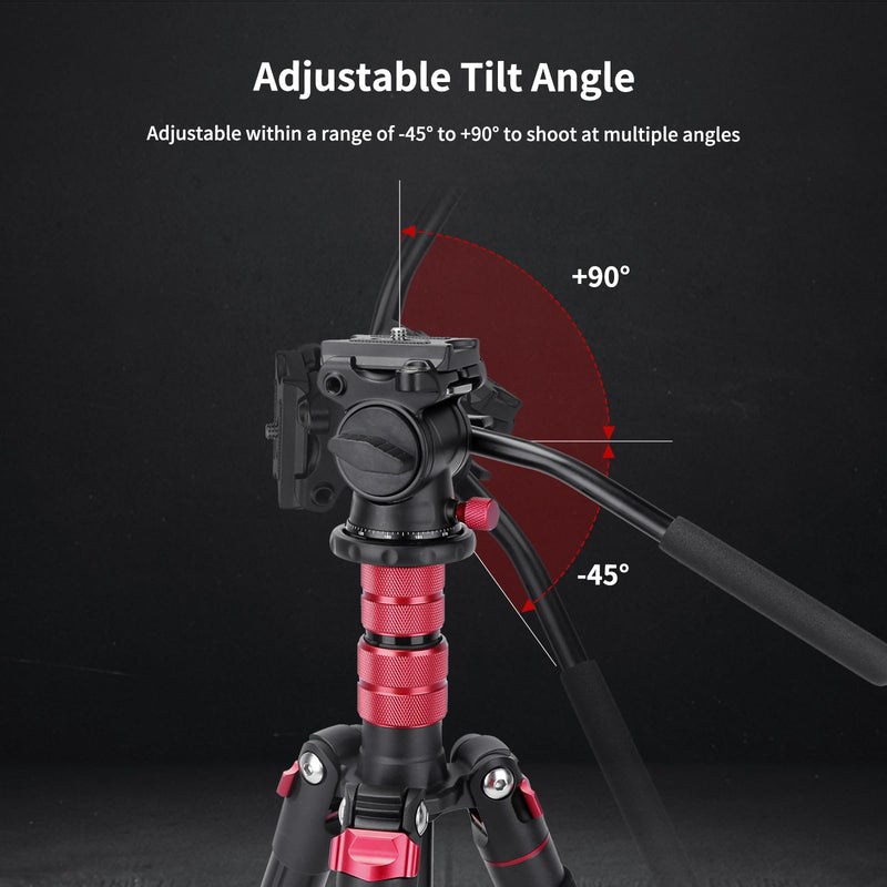 Avella Tripod Fluid Head Pan Tilt Head with Arca Type Quick Release Plate and Handle, Metal Panorama Head with Scaled Base for Compact Video Camera DSLR Camera, Load up to 6.6lb, V502