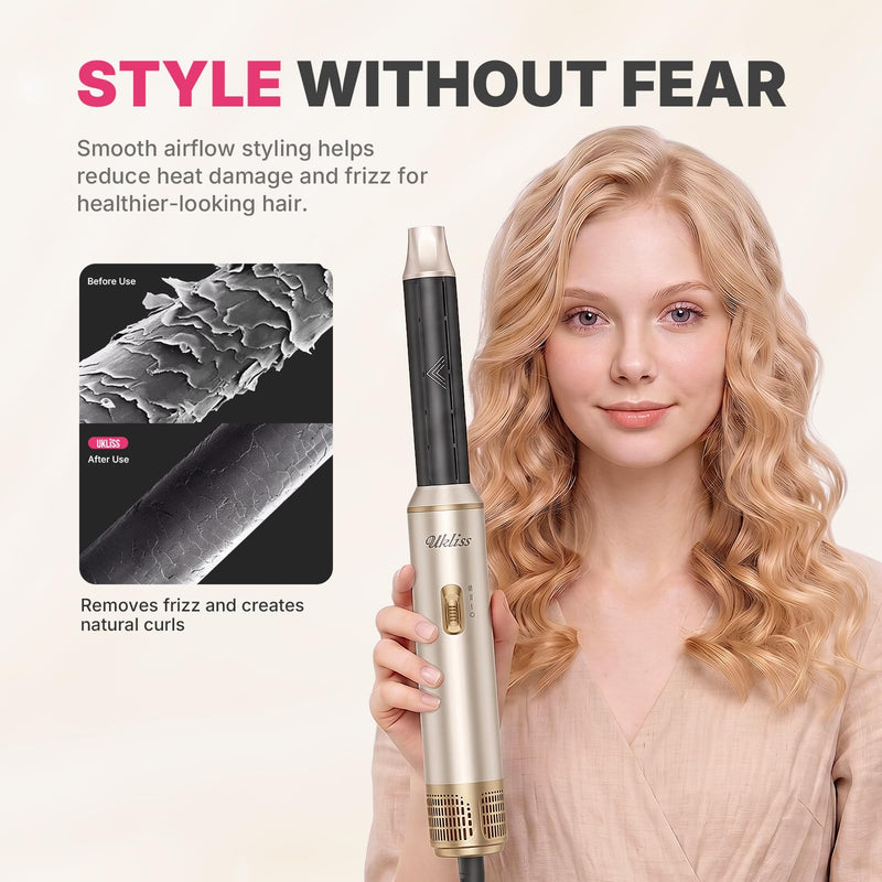 UKLISS Air Styler 5 in 1 Hair Styler Set 1000W Hair Sylers Hair Dryer Brush | with Hot Air Styler Air Curler, Volumizer, Round Brush, Air Stylers for Women - Sliver
