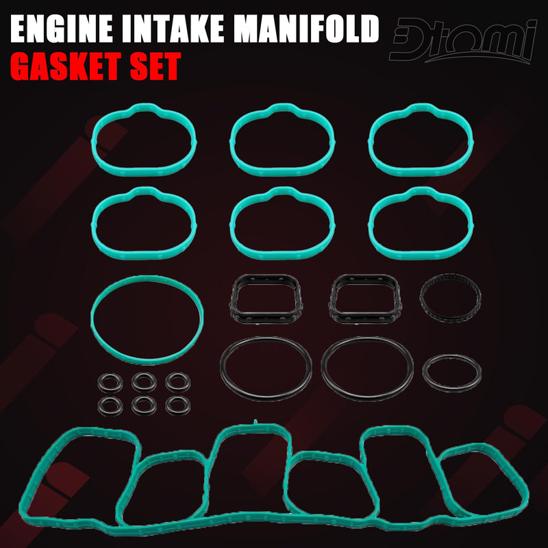 Engine Intake Manifold Gasket Set Compatible with Ford Lincoln Vehicle Edge Explorer F-150 Police Mustang Flex Taurus Transit-150 250 350, MKS MKT MKZ MKX 2011-2020 Replaces# MS97118-1, MS971181