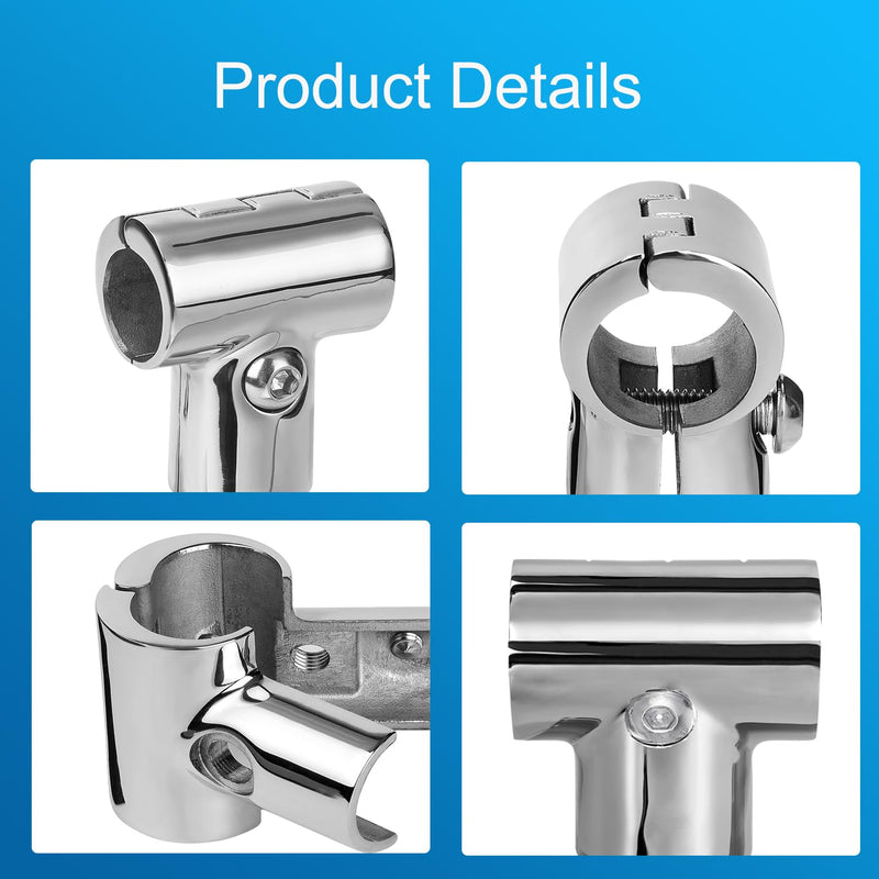 Marine Boat Hand Rail Detachable Tee for 7/8 inch (22 mm) or 1 inch (25.4 mm) Tubing, Heavy Duty 90 Degree 316 Stainless Steel Hinged Handrail Tee Fitting(2-Pack)