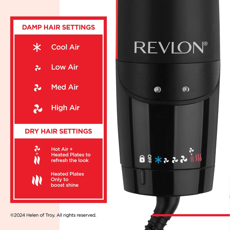 Revlon One-Step Air Straight - 2-in-1 Dryer & Air Straightener -RVDR5330UK | Dry and straighten with hot air without extreme heat, Optional Shine Boost with heated teeth & plates infused with Argan oil
