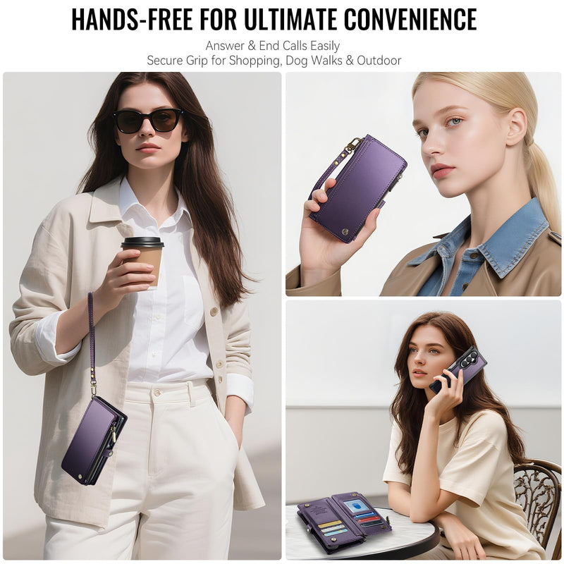 Defencase for Galaxy Z Fold 8 Ultra Case Wallet Compatible Magsafe, Purple | Magnetic Detachable, with RFID Bolcking Card Holder, Zipper Pocket, Drop-Proof Phone Cover for Samsung Galaxy Z Fold 8 Ultra (Detachable with Magsafe)-Purple