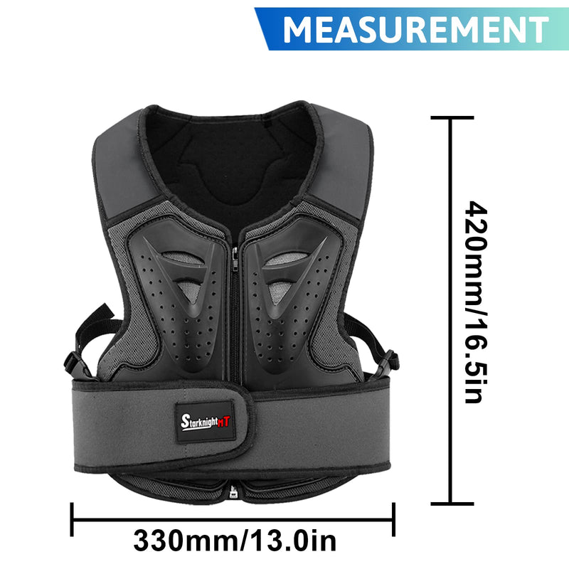 StarknightMT Kids Motorcycle Chest Protector Dirt Bike Youth Riding Spine Back Armor Protection for Motocross Cycling Skateboard,Skiing,Skating,Off-Road（Black） Black