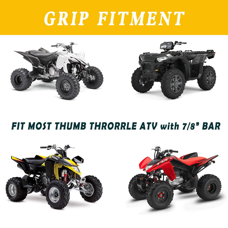 7/8'' ATV Grips Universal Handlebar Grips Soft Rubber Motorcycle Grip for ATV Polaris Thumb Throttle Kid Youth 4 Wheeler Quad 400ex Black